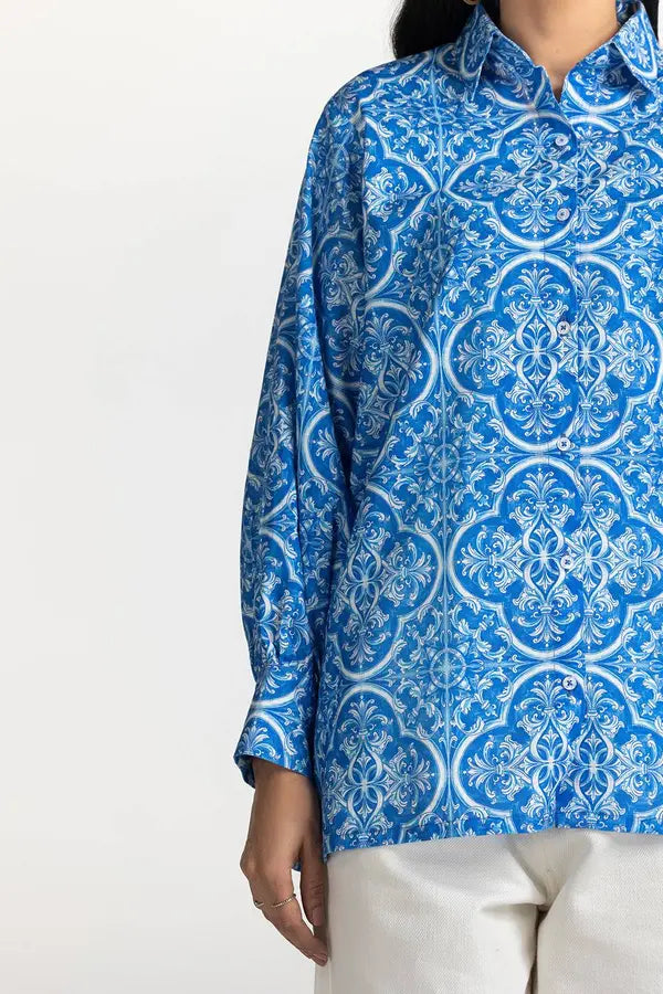 Cross Slub Printed Tunic IPS-44121